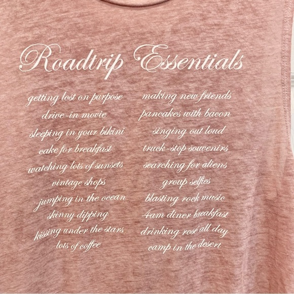 NWOT EXPRESS Dusty Rose Pink Road-trip Essentials Graphic Muscle Tank - Picture 2 of 4